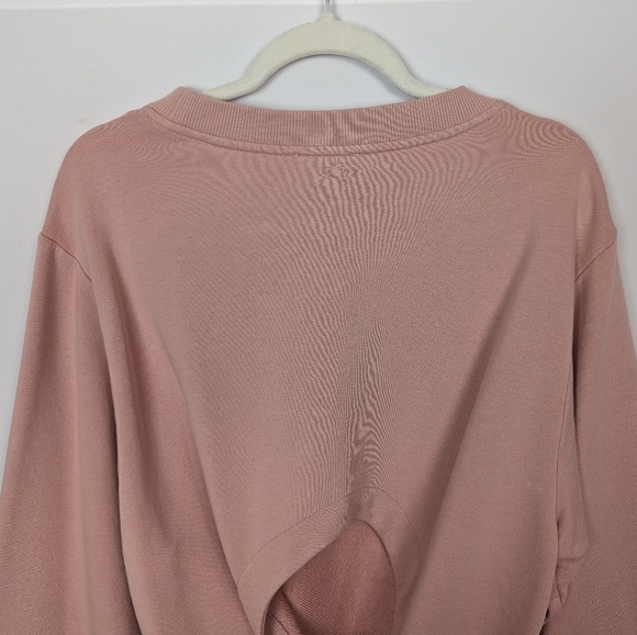VARLEY L Light Pink Weymouth Tie Open Back Crewneck Pullover Sweater Terry Knit - Picture 12 of 16
